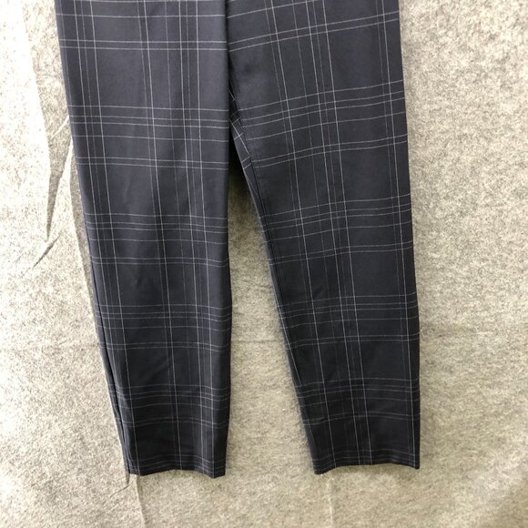 Theory Treeca 5 Pocket Dover Tech Pants Womens 4 Navy Blue Grid Plaid Ankle - Picture 4 of 10